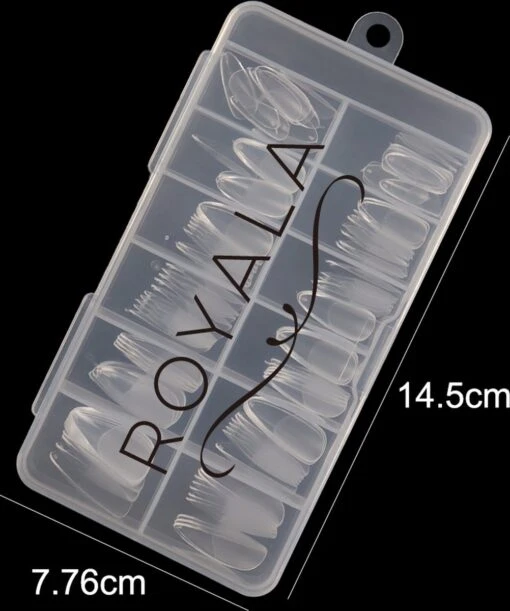 Royala 106 - Square / T Shaped Binnen En Buiten Full Frosted - Full Cover - Nageltips - Nepnagels - Plaknagels - In Assortimentsbox - 120 Stuks 12 Maten - Voor Gellak Acrylnagellak En PolyGel Nagels - Royala Frosted Tips Line -Bekende Cosmetica Winkel 1002x1200 2