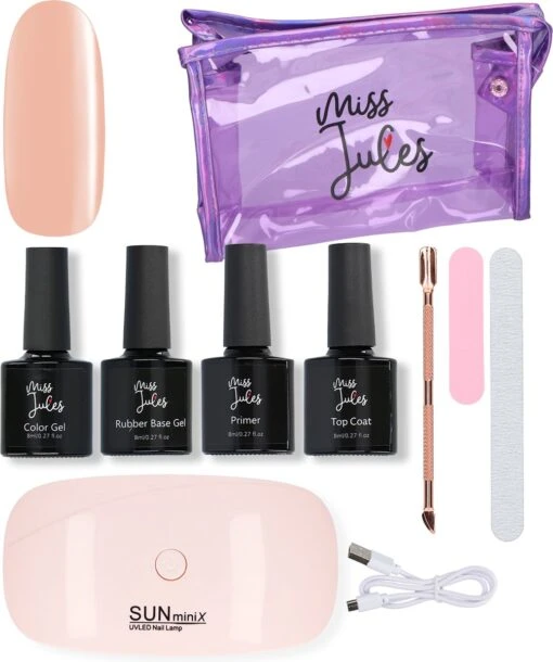 Miss Jules® Rubber Base Coat Starter Pakket – Rubber Base Gel – Rubber Base Gel Nagellak Startersset - Rubber Base Gel Startersset Met Lamp -Bekende Cosmetica Winkel