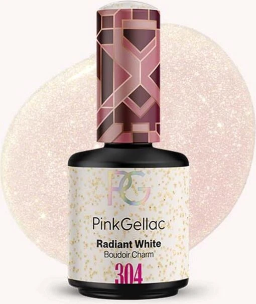 Pink Gellac - Radiant White - Gellak - Vegan - Wit - Glitter Finish - 15 Ml -Bekende Cosmetica Winkel