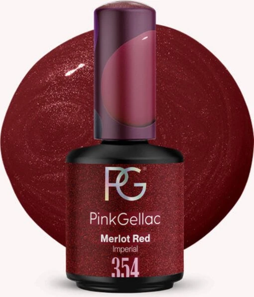 Pink Gellac - Merlot Red - Gellak - Vegan - Rood - Parel Finish - 15 Ml -Bekende Cosmetica Winkel