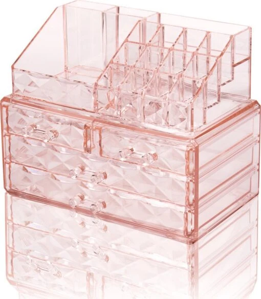 A&K 2in1 Make-up Organizer - 4 Lades Cosmetica Opbergdoos - Kaptafel - Roze -Bekende Cosmetica Winkel 1048x1200 12