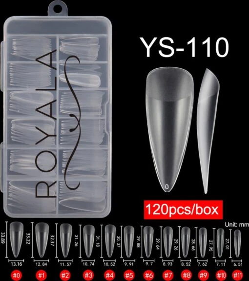 Royala 110 - Waterdrop Binnen En Buiten Full Frosted - Full Cover - Nageltips - Nepnagels - Plaknagels - In Assortimentsbox - 120 Stuks 12 Maten - Voor Gellak Acrylnagellak En PolyGel Nagels - Royala Frosted Tips Line -Bekende Cosmetica Winkel 1063x1200 2