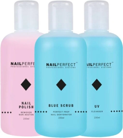 Nagel Vloeistoffen Set - UV Cleanser - Remover - Blue Scrub - 750ml -Bekende Cosmetica Winkel