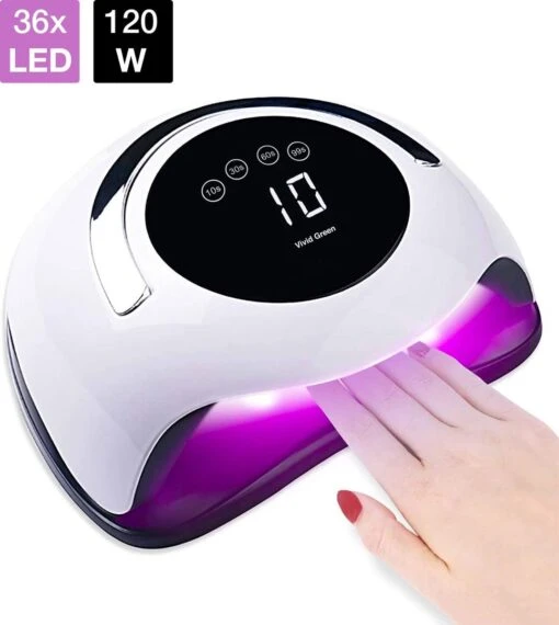 Vivid Green UV Lamp Gelnagels - Led Nagellamp - Gellak Nagel Lamp - Nageldroger - Naggellak Droger - Nagels - 120W -Bekende Cosmetica Winkel