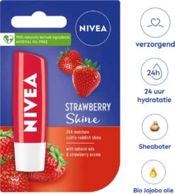 Nivea - Labello Strawberry Shine Lippenbalsem - 5,5 Ml Stick - Lipbalsem - Lipbalm - Lipverzorging - Verrijkt Met Shea Boter En Bio Jojoba Olie -Bekende Cosmetica Winkel 1082x1200 5