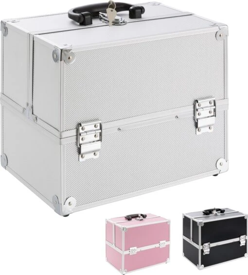 AREBOS Cosmetica Koffer - Beauty Case - Cosmetica Trolley - 15 L - Zilber -Bekende Cosmetica Winkel 1084x1200 4