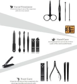 Nagelknipper Set - Pedicureset - 15 Delige - Roestvrij Staal - Met Draagkoffer - Geel Zwart -Bekende Cosmetica Winkel 1088x1200