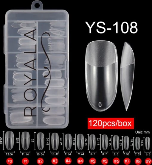 Royala 108 - Oval Long Binnen En Buiten Full Frosted - Full Cover - Nageltips - Nepnagels - Plaknagels - In Assortimentsbox - 120 Stuks 12 Maten - Voor Gellak Acrylnagellak En PolyGel Nagels - Royala Frosted Tips Line -Bekende Cosmetica Winkel 1110x1200 2