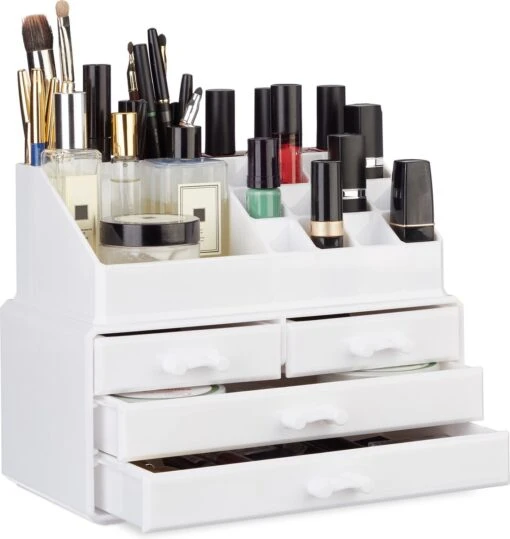 Relaxdays Make-up Organizer - Tweedelig - Cosmetica Opbergdoos - Wit -Bekende Cosmetica Winkel 1135x1200 17