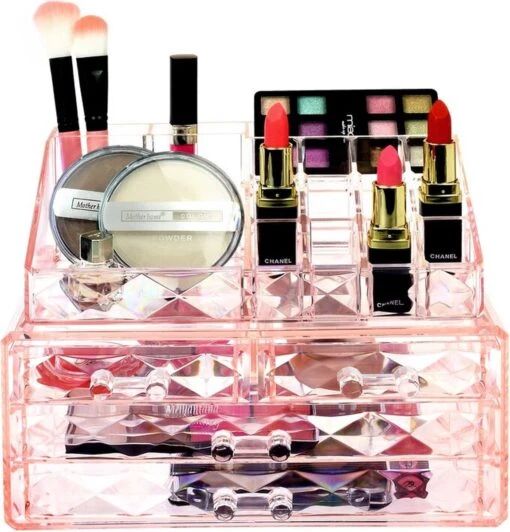 A&K 2in1 Make-up Organizer - 4 Lades Cosmetica Opbergdoos - Kaptafel - Roze -Bekende Cosmetica Winkel 1150x1200 10