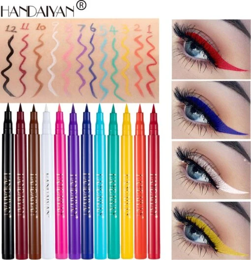 HANDAIYAN 12 Kleuren Mat Sneldrogend Niet Gemakkelijk Uit Te Vegen Kleur Eyeliner Set Make-up Show -Bekende Cosmetica Winkel 1158x1200 14