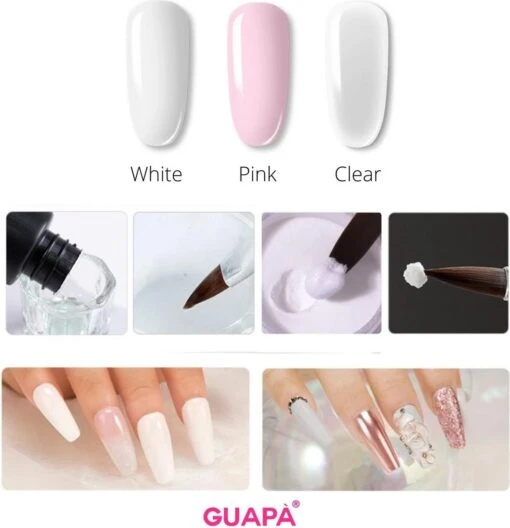 GUAPÀ® Acryl Starterspakket Pink Clear White | Acryl Poeder | Acrylic Liquid | Acryl Penselen | Dappendish | Acryl Nagels | Professionele Kwaliteit | Nepnagels -Bekende Cosmetica Winkel 1160x1200 4