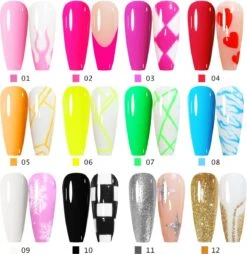 Nail Art Gel - Fine Liner Gel - 12 Stuks - UV/LED Gel - Gellak - Nagel Gellak - UV/LED Lamp - UV/LED Nageldroger - Gelnagels - Nepnagels - Acrylnagels - Tekenpenseel Nagels - Professioneel - Hoge Kwaliteit -Bekende Cosmetica Winkel 1166x1200