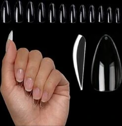 Knapzeker Gelly Tips Medium Almond 500 Stuks 12 Maten - Plaknagels Met Lijm In Doos + Knapzeker Nagelvijl 100/180 - Transparant Nageltips Full Cover Voor Acryl - Gel Nails- Nepnagels Soak Off -Bekende Cosmetica Winkel 1167x1200