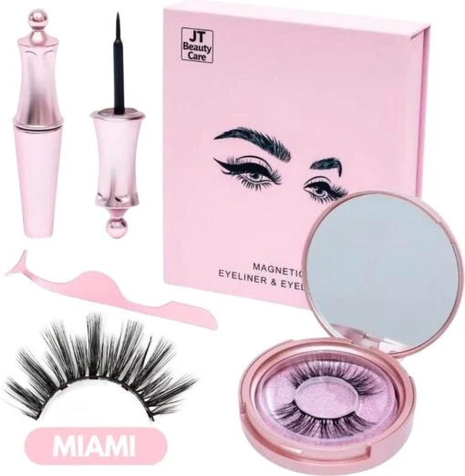 Luxe Magnetische Eyeliner + Magnetische Wimpers Set – Zwart Miami - Wimpers Zonder Lijm - 3D Nepwimpers - Magnetische Eyeliner - Herbruikbare Wimpers – Eyelashes - Magnetisch - Zwarte Wimpers - Wimper Magneet - Pincet - Giftbox - Cadeau Tip -Bekende Cosmetica Winkel 1173x1200 8