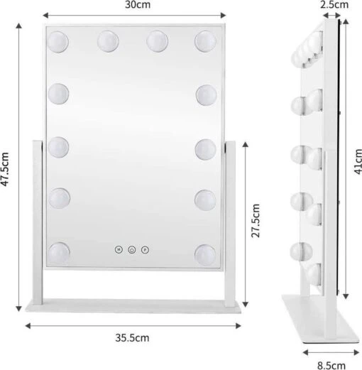 Bright Beauty Vanity Hollywood Make Up Spiegel Met Verlichting - Wit - Dimbaar Met Drie Lichtstanden -Bekende Cosmetica Winkel 1175x1200 14