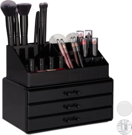 Relaxdays Make-up Organizer - Sieradendoosje - Cosmetica - Zwart -Bekende Cosmetica Winkel 1177x1200 25