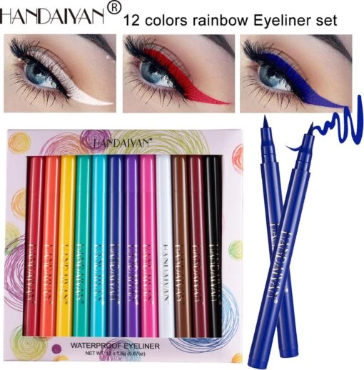 HANDAIYAN 12 Kleuren Mat Sneldrogend Niet Gemakkelijk Uit Te Vegen Kleur Eyeliner Set Make-up Show -Bekende Cosmetica Winkel 1179x1200 10