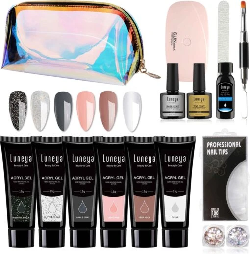 Luneya Polygel Kit - Black Pink Edition - 6 Kleuren - Polygel Nagels Starterspakket - Tasje - Incl. UV LED Lamp -Bekende Cosmetica Winkel 1180x1200 12