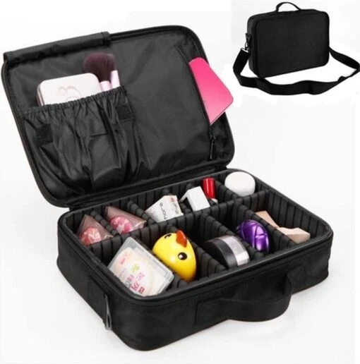 Merkloos Make-up Koffer - Cosmetica - Visagie Opbergtas - Beauty Organizer Met Verstelbare Vakken - 34x23x8CM - Zwart -Bekende Cosmetica Winkel 1185x1200 22