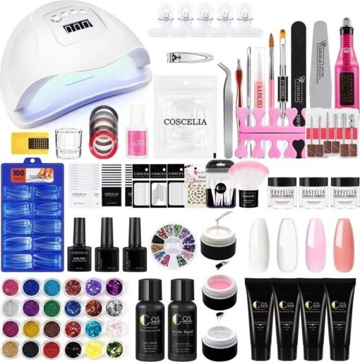 Polygel- Polygel Starter Set Professional - Polygel Nagels- Pakket Omvat 1x80W Nagel Droger Lamp 4 X Poly Gel 1 X Top Coat 1 X Base Coat 3 X UV Gel 3 X Acryl Poeder 1 X Mini Nail Boor Machine 1 X Gradient Crystal Nail Borstel 1x20Pcs Nail -Bekende Cosmetica Winkel 1191x1200 2