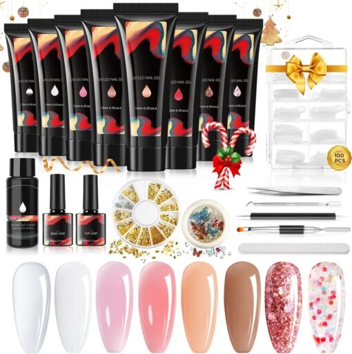 Merkloos Nepnagels - Polygel Set - Nagelverlengingsset - 8 Kleuren - Nagels Set - Temperatuurwisselgel - Lichtgevende Gel - Voor Beginners - Voor DIY Salon Art Nagels - Type A -Bekende Cosmetica Winkel 1194x1200 3