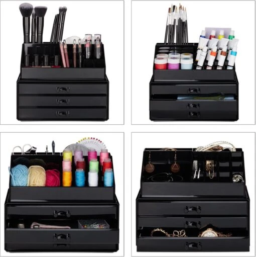 Relaxdays Make-up Organizer - Sieradendoosje - Cosmetica - Zwart -Bekende Cosmetica Winkel 1198x1200 83