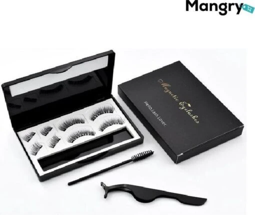 Merkloos 3D Magnetische Nepwimpers Zonder Lijm | 4 Paar | Zwart | Magnetische Wimpers | Magnetic Fake Eyelashes | Wimper Set | Natuurlijke Volle Wimpers - Professional Eye Lash - Mangry -Bekende Cosmetica Winkel 1200x1013 3