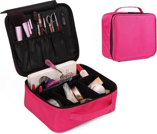 Make-up Koffer - Cosmetica Koffer - Visagie Opbergtas - Beauty Organizer Met Verstelbare Vakken - Roze -Bekende Cosmetica Winkel 1200x1024 8