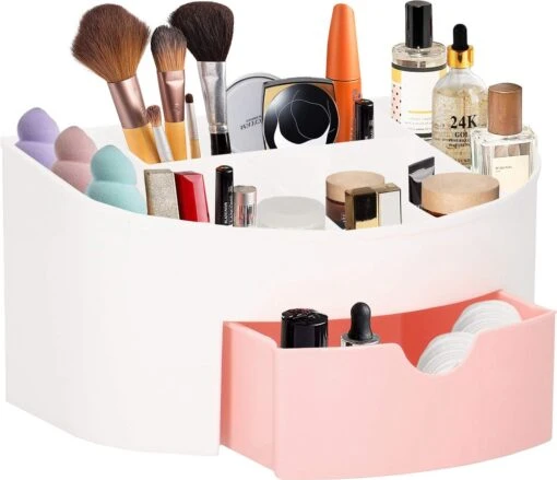 Springos Make Up Organizer - Meerdere Vakken - Lade Kast - Wit/Roze -Bekende Cosmetica Winkel 1200x1033 5