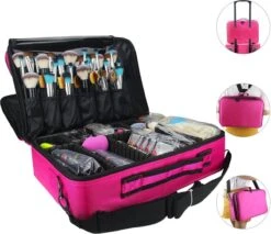 Cosmetica Koffer - Make-up Koffer Met Verstelbare Vakken - Visagie En Nagelstyliste Beauty Koffer - 37x27x13CM - Roze -Bekende Cosmetica Winkel 1200x1034 5