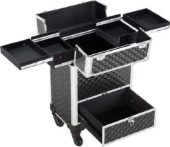 Monkey's Aluminium Kapperskoffer - Zwart - Beauty Case - Cosmeticakoffer - Make-upkoffer - Trolley - 360 Graden Wielen - 34 X 24 X 55.5 Cm -Bekende Cosmetica Winkel 1200x1039 7