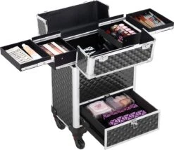 Monkey's Aluminium Kapperskoffer - Zwart - Beauty Case - Cosmeticakoffer - Make-upkoffer - Trolley - 360 Graden Wielen - 34 X 24 X 55.5 Cm -Bekende Cosmetica Winkel 1200x1040 7