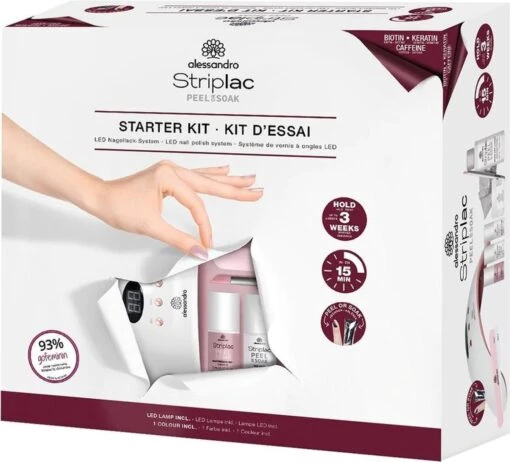 Alessandro Striplac Starterkit - Gelnagellak Set Met LED Lamp - Inclusief Kleurlak Roze - Gellak Starterspakket 9 Pcs -Bekende Cosmetica Winkel