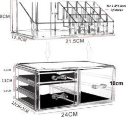 Wowup Makeup Organizer | Cosmetica Houder | Makeup Doos | Transparant | Tweedelig | Sieradendoos | Nagellak Opberger | Makeup Opberger | Lippenstift Opberger | Lippenstift Organizer -Bekende Cosmetica Winkel 1200x1110 11