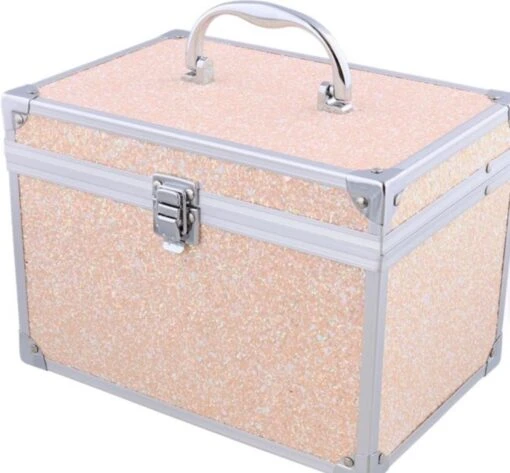 Merkloos Beauty Vanity Case - Make Up Koffer - Roze Met Glitters - Met Spiegel En Extra Opbergvak -Bekende Cosmetica Winkel 1200x1112 9