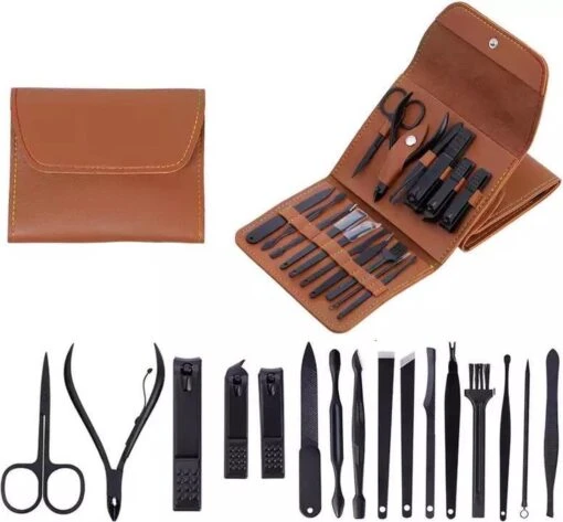 16 Delig Manicure Set Met Gezichtsmasker- Nagelset -Nagelvijl - Nagelknipper- Nagelschaar - Pincet- Manicureset Met Luxe Etui Voor Nagel -Bekende Cosmetica Winkel