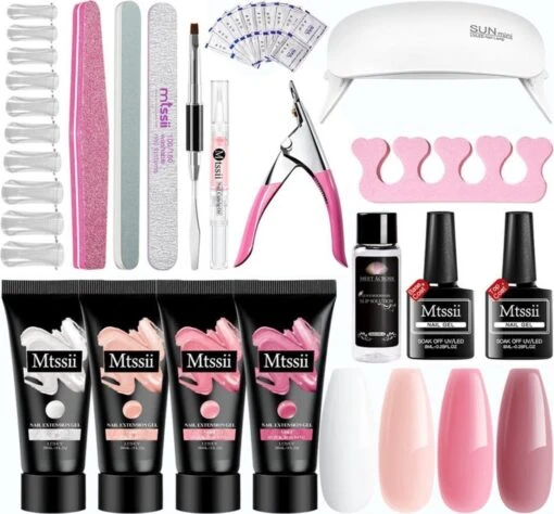 Merkloos Mtssii - POLYGEL Kit - 4 Kleuren Polygel 30ML - Roze En Wit - Starterkit - Manicure Set- Gellak - UV Lamp - Polygel Nagels Starterspakket - Nepnagels - -Bekende Cosmetica Winkel