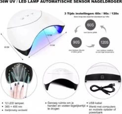 Royala E6 Gellak Starters Pakket Inclusief UV LED Lamp + Met 12 Verschillende Gellak Kleuren - Gellak Lamp – Gellac Set - Alle Benodigdheden In Eén - 300 Nail Wipes - Cleanser - Topcoat - Uitgebreid Pakket- Gel Polish Set - Gellak Set - UV LED Lamp -Bekende Cosmetica Winkel 1200x1117 1