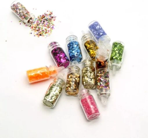 48 Potjes Glitter / Decoratie Voor Nail Art / Knutselen - Sparkolia Glitters Nagel Decoratie Set- 3D Nail Art Voor Gellak, Acryl Of Nagellak - Glitter, Poeder, Holografisch, Vlokken, Pailletten, Shimmer, Rhinestone - Verschillende Kleuren -Bekende Cosmetica Winkel