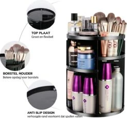 ESSIBLE Make-Up Organizer - 360° Roterend - Opbergbox - Opbergdoos Cosmetica - Sieradendoos - Nagellak - Lippenstift - Zwart -Bekende Cosmetica Winkel 1200x1122 12