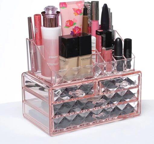 A&K 2in1 Make-up Organizer - 4 Lades Cosmetica Opbergdoos - Kaptafel - Roze -Bekende Cosmetica Winkel 1200x1125 29