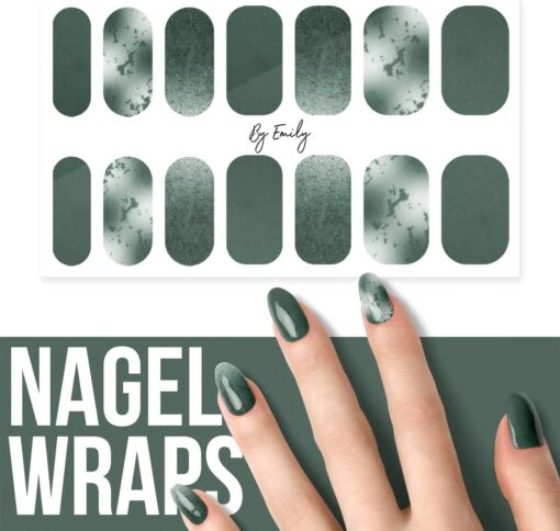 By Emily - Nagel Wrap - Greeny Gray | 14 Stickers Per Vel | Nail Wrap | Nail Art | Trendy | Design | Nagellakvrij | Eenvoudig | Nagel Art | Nagel Wrap | Nagel Stickers | Folie | Zelfklevend | Sjablonen -Bekende Cosmetica Winkel 1200x1138 9