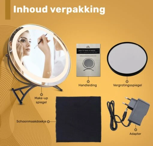 Great's® Make Up Spiegel Met LED Verlichting - ⌀ 40cm - Visagie Spiegel Rond - Extra Close Up Spiegeltje 10x - Zwart -Bekende Cosmetica Winkel 1200x1143 20