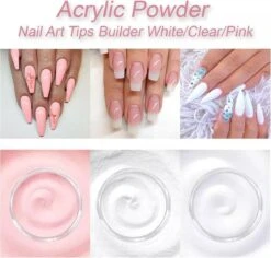 Acrylnagels Set | Nail Art | Liquid MMA Free | Wit, Roze & Transparant -Bekende Cosmetica Winkel 1200x1146