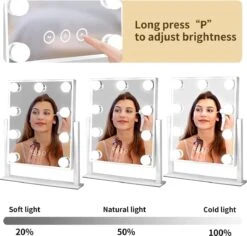 Bright Beauty Vanity Make Up Spiegel Met Verlichting - Zwart - Dimbaar Met Drie Lichtstanden -Bekende Cosmetica Winkel 1200x1147 12