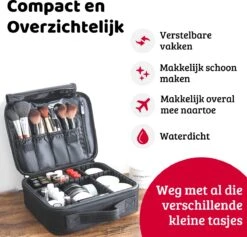 Mmoods Make-up Koffer – Make Up Tas Reizen – Makeup Organizer Verstelbaar -Beautycase Waterdicht – Make-up Tasje Voor Onderweg – Toilettas Voor Cosmetica Zwart -Bekende Cosmetica Winkel 1200x1150 22