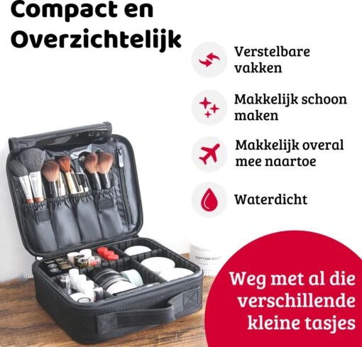 Mmoods Make-up Koffer – Make Up Tas Reizen – Makeup Organizer Verstelbaar -Beautycase Waterdicht – Make-up Tasje Voor Onderweg – Toilettas Voor Cosmetica Zwart -Bekende Cosmetica Winkel 1200x1150 22