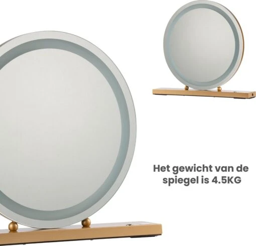 Nuvoo Make-up Spiegel - Visagie Spiegel - Hollywood Spiegel - Diameter 50cm - 3 Licht Tinten - Dimbaar - USB Telefoonoplader - Goud -Bekende Cosmetica Winkel 1200x1152 20