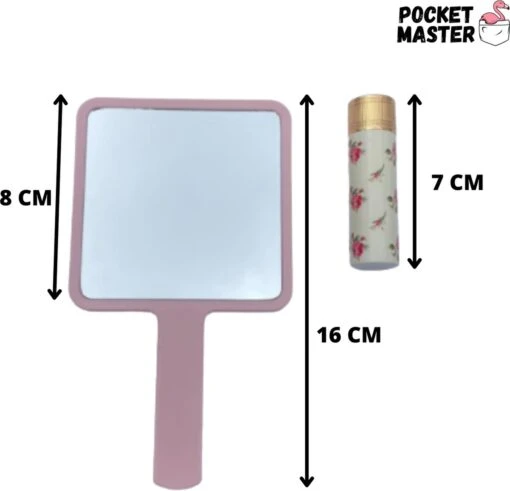 PocketMaster® Make-Up Spiegel / Handspiegel Met Handvat - Licht Roze - Klein - Compact - Handzaam - 8,0 X 8,0 Cm Spiegeloppervlak -Bekende Cosmetica Winkel 1200x1156 13